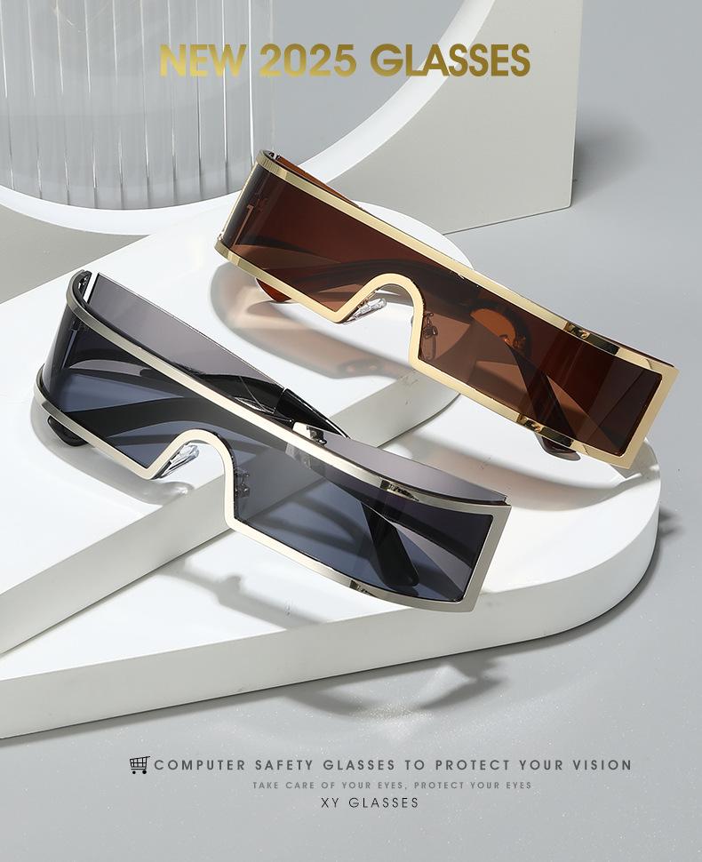 New Integrated Shield Punk Style Women Sunglasses  Luxury Brand Rectangular Fashion Driving Men Trendy Glasses Uv400