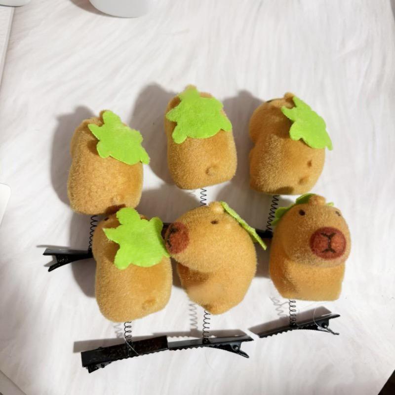 10PCS 3D Capybara Spring Hair Clip Kawaii Animal Hairpin Cartoon Cute Plush Hairpin Duckbill Clips Bangs Clips Hair Accessories