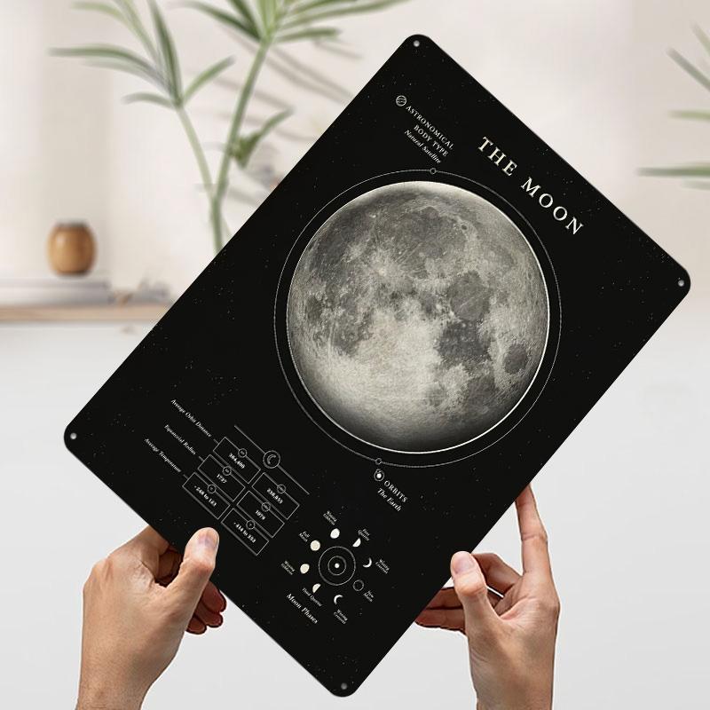 The Moon Printed Poster Customized Wall Art Retro Vintage Metal Tin Signs for Room Bedroom Decoration Gaming Office Decor House