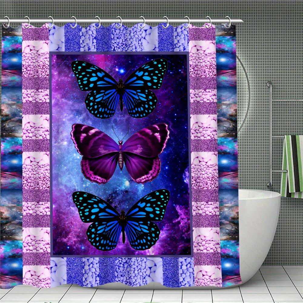 1/4Pcs Halloween Decoration Colorful Butterflies Pattern Shower Curtain Bathroom Decor Halloween Decoration Indoor Showr Curtain