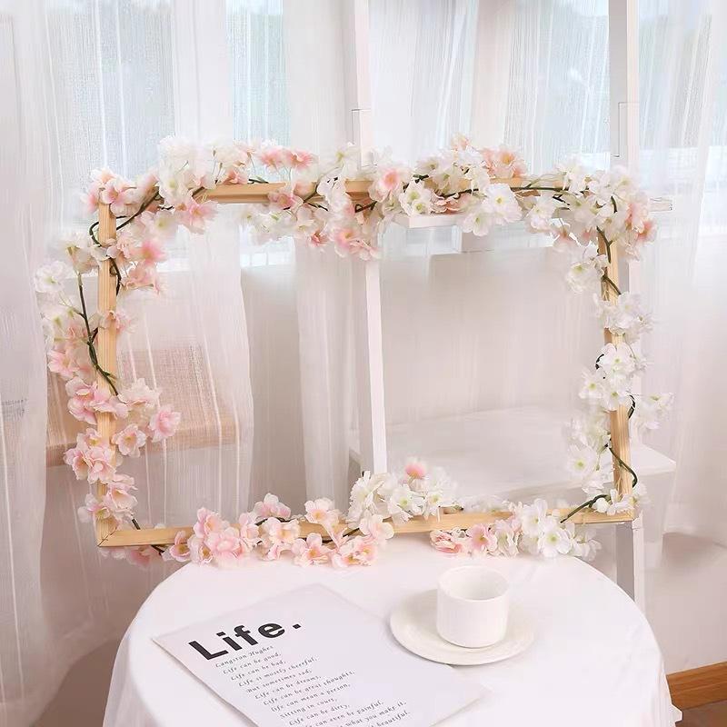 180cm Artificial Sakura Flowers Vine Pink Sakura Garland Sakura Artificial Flowers Wedding Arch Hanging Home Party Decoration