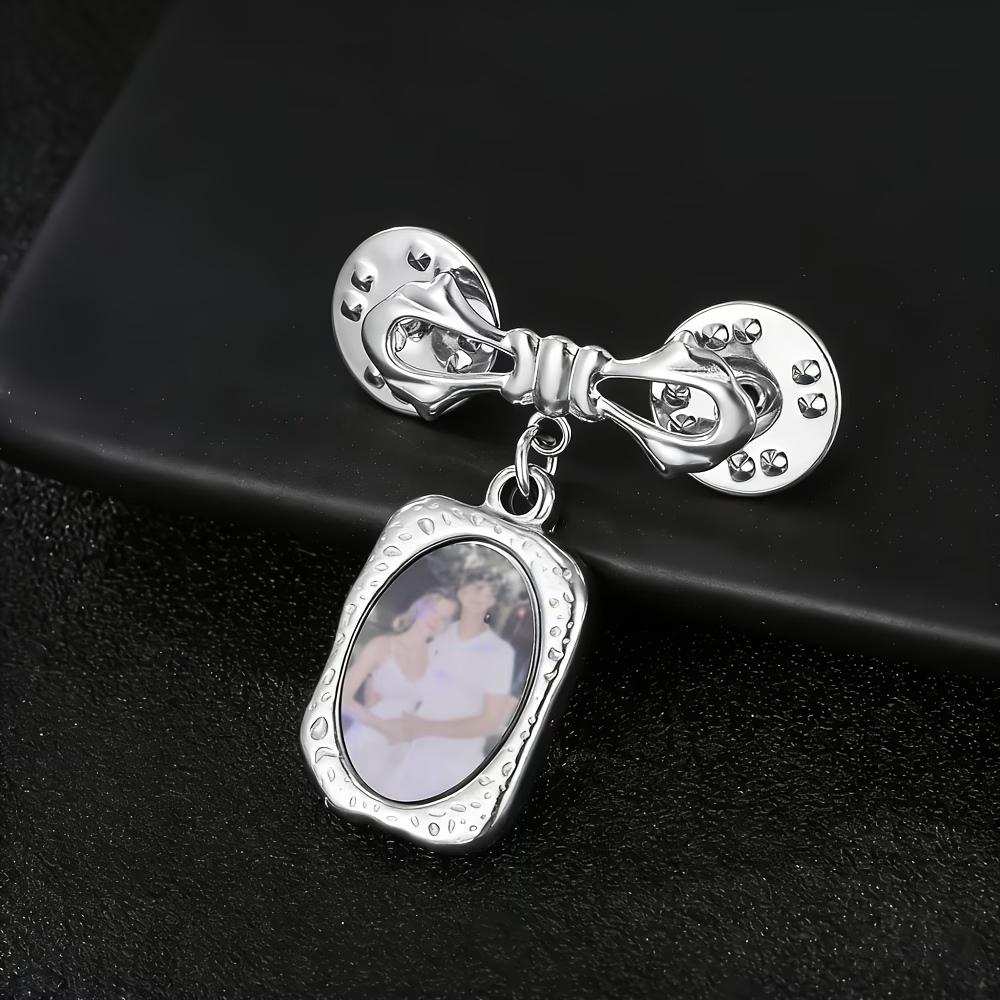 

Custom Photo Brooch For Women Men Groom Wedding Gift Charm Heart Pictures Memorial Button Boutonniere Pin Stainless SteelJewelry