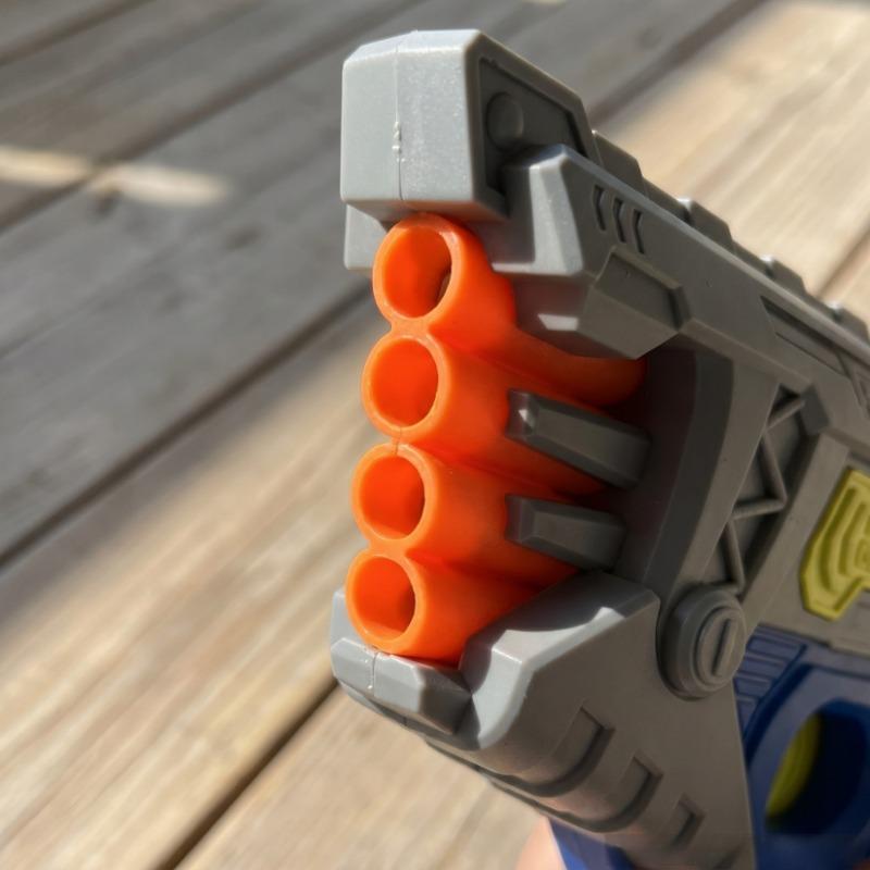 4-Hole Manual Soft Bullet Toy Gun with 10Pcs Safe Suction Soft Darts Educational Outdoor Shooting Game Interactive Blaster Toy