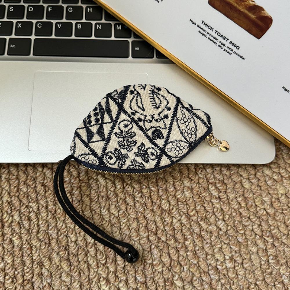 Flower Pull Type Key Bag Portable Cute Zero Wallet Multifunctional Ethnic Style Coin Purse  Key Bag