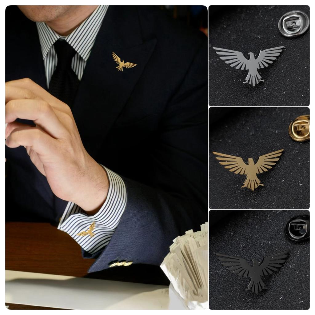 Edelstahl Adler Brosche für Herren Geometrisches Tier Muster Anstecknadel Hemd Abzeichen Personalisierte Feiertagsgeschenk für Papa