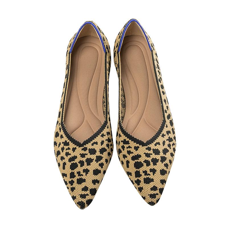 Spring and autumn flat shoes fashion leisure Women's flat shoes pointed knitting elastic comfortable boutique shoes