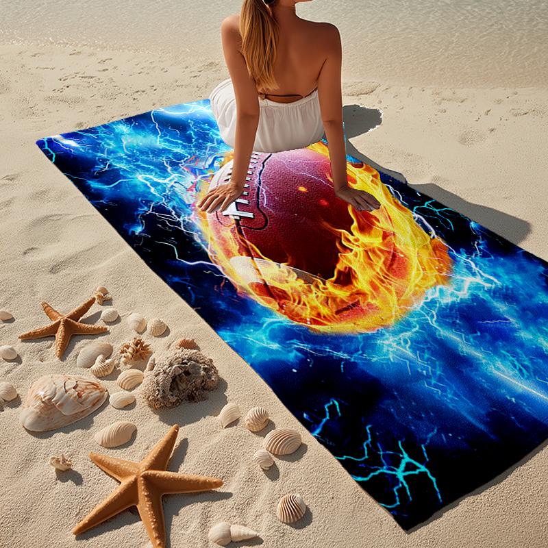 Electric Football Fire Beach Towel, Super Soft Microfiber, Gift for Her/Him, Birthday, for Pool, Beach, Travel, Home Decor Fan gifts