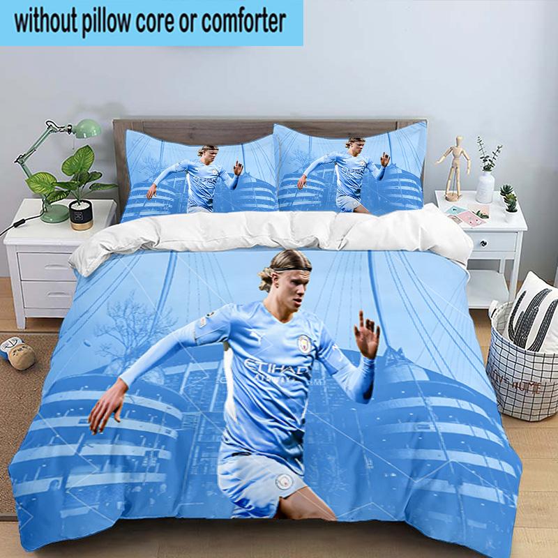 Haaland Player Pose 3PCS Bedding set,Ideal for1pc Duvet Cover And 2pcs Pillowcases Perfect for Christmas gift,Ideal for Bedroom, Dormitory