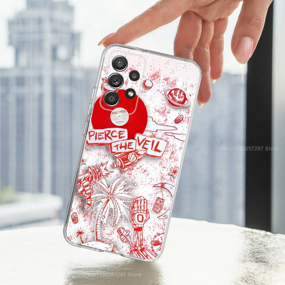 Band P-PIERCE the V-Veil Case For Samsung A30,71,51,S9,10,20,Ultra,Lite,S22,FE,23,21,PIus,Transparent, Silicone SamsungA30S