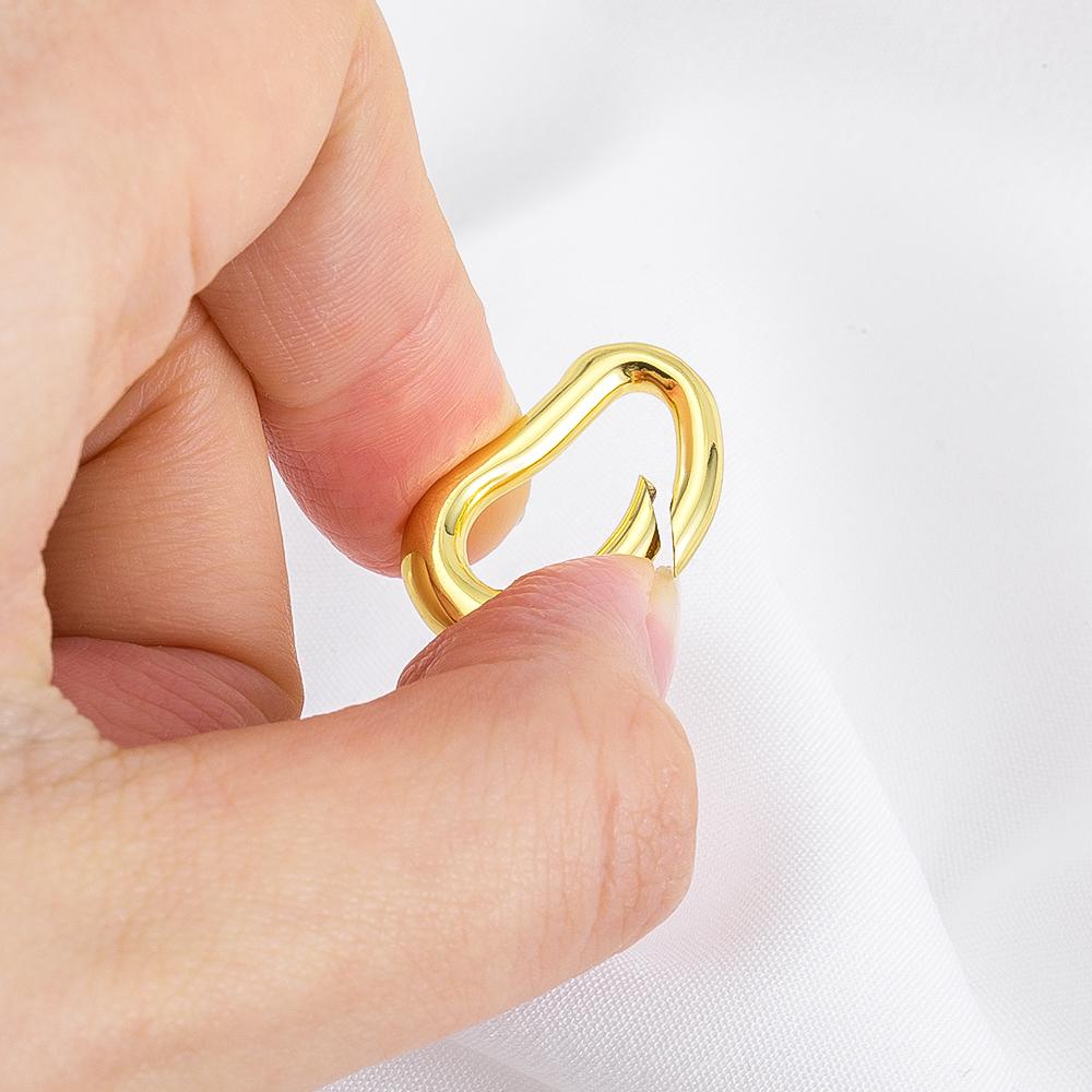 18K Vergoldeter D-Ring Erbsenförmiger Federverschluss zum Armbandherstellen Messing Schnallenverschluss Karabinerverschlüsse für Schmuckherstellung Zubehör