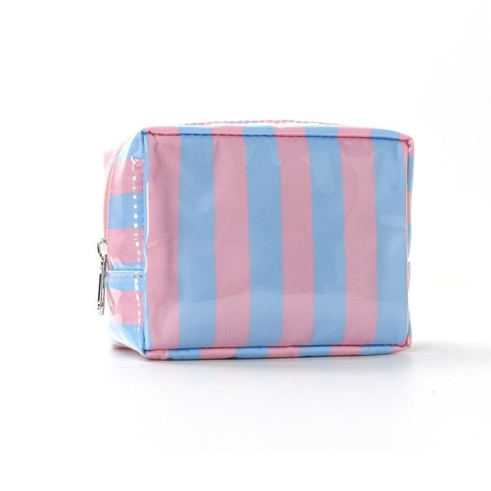 Mini PVC Striped Makeup Bag Portable Cosmetic Pouch Vibrant Toiletry Bag  Travel