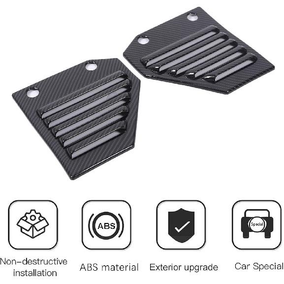 2PCS Car Side Vent Cover Hood Intake Bezel Trim Molding Compatible with 2003-2009 Hummer H2,Side Scoop Hood Cover Car Exterior Accessories (Carbon