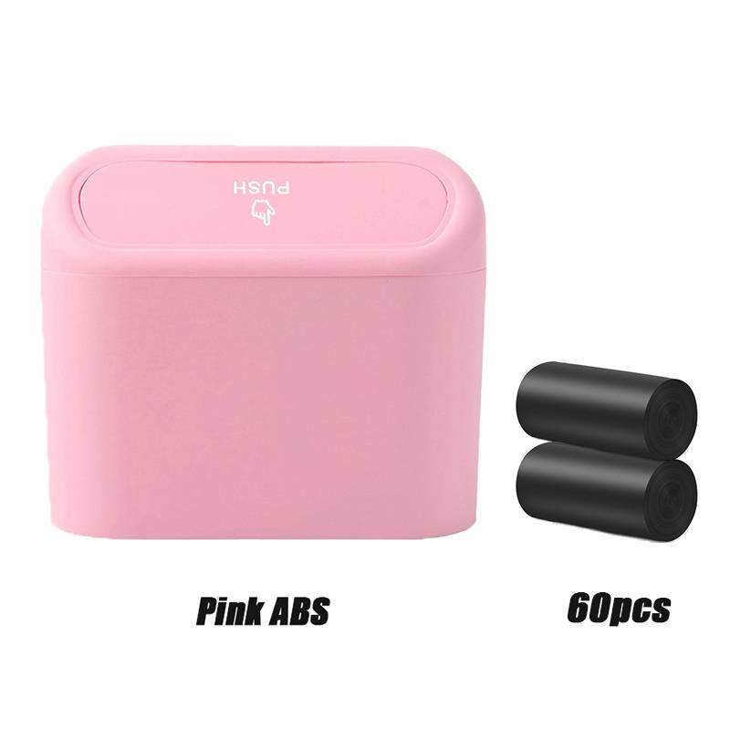 Hanging Car Trash Can with Lid Mini Tray Dustbin Garbage Box Trash Car Interior Storage Case Trash Bin Push Can Car Accessories