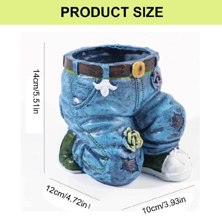 Artistic Jeans Design Plant Container Weather Resistant Resin Flower Pot Suitable For Yard Patios Decoration Home Garden