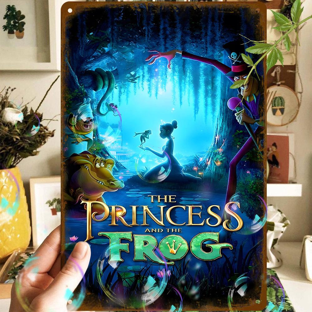 

2D 1pc Vintage The Princess and the Frog Aluminum Metal Sign, Artistic Movie Poster, Water-proof & Dust-proof, Wall Decor for 20x30cm（7.8x11.8inch）