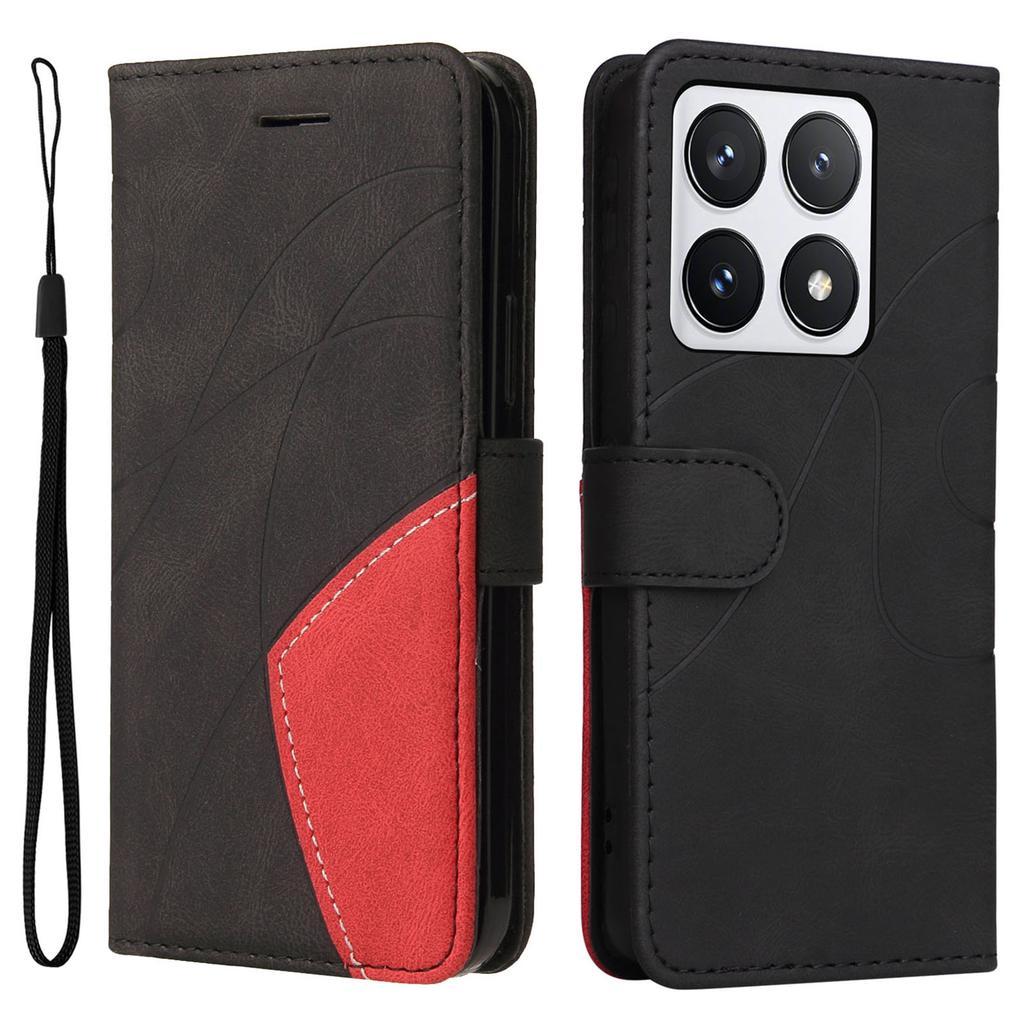 For Xiaomi 14T Pro Leather Case Wallet Stand Color Splicing Phone Cover