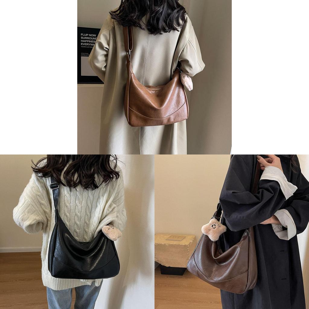 Large Capacity Underarm Tote Bag Women's Bag Trend 2023 New Winter Simple Lightweight Versatile Single Shoulder Diagonal Bag Brown
