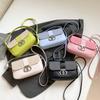 Summer simple  new trendy fashion contrasting color splicing shoulder crossbody hardware decoration small square bag women