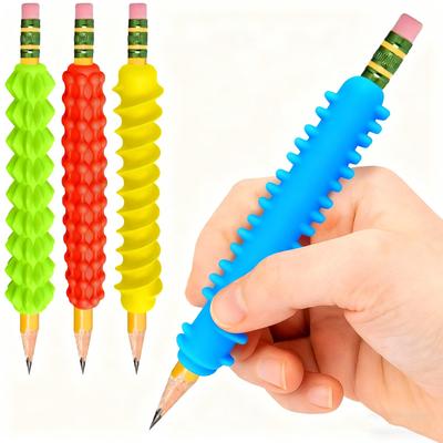 Ergonomic Pencils Grip Trainer Correct Writing Posture Soft Silicone Texture Easy Installation for Kids Beginner