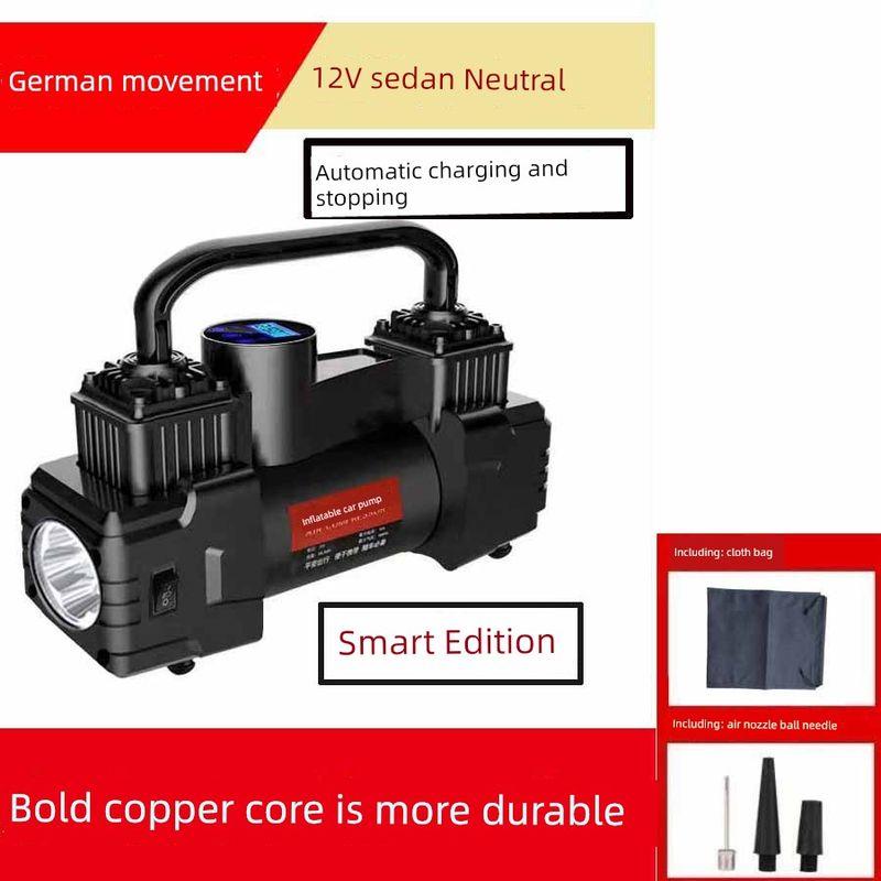 Vehicle Air Pump 12V Car Air Pump Car Portable High Power Electric Double Cylinder High Pressure Tire Pump Smart Version 12V+ Cloth Bag