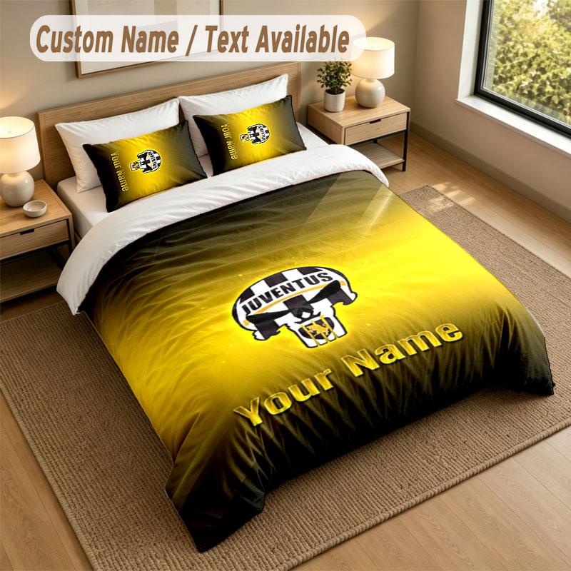 Bedding Set 1 Duvet Cover 2 Pillowcases Juventus FC Print Soft Bed Linen Bedroom Decor