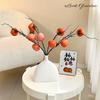 Persimmon Tree Branch Vase Ornament: Faux Green Plant for Living Room Decoration