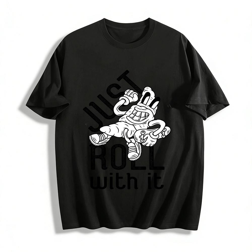 

Funny Skateboard Glove Print Casual Tshirt Unisex Loose Top Pure cotton T-shirt XXS