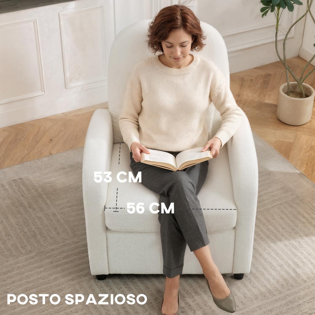 Modern Armchair With Hidden Storage Space And Cushion Teddy Fleece Upholstery 76x77x95 Cm Cream
