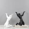 European Resin Human Statue Crafts Blessing Prayer Character Art Sculpture Ornaments Office Black and White Ornaments Home Decor