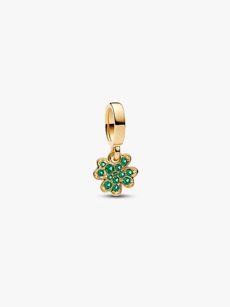 Pandora Four‑Leaf Clover Pendant Charm – Sterling Silver with 14k Gold Plating & Green Crystal – 762751C01