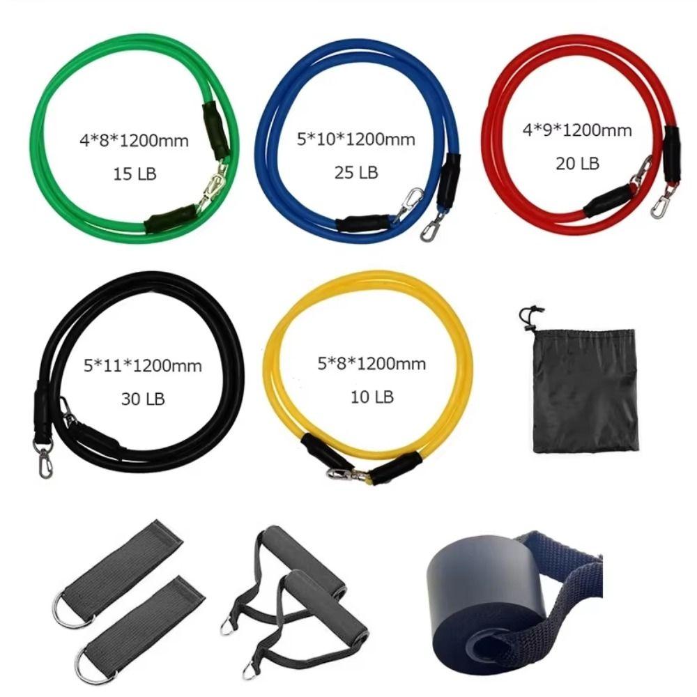 11Pcs/Set Durable TPE Tension Rope Set Anti-Break Elastic Training Band  Full Body Workout