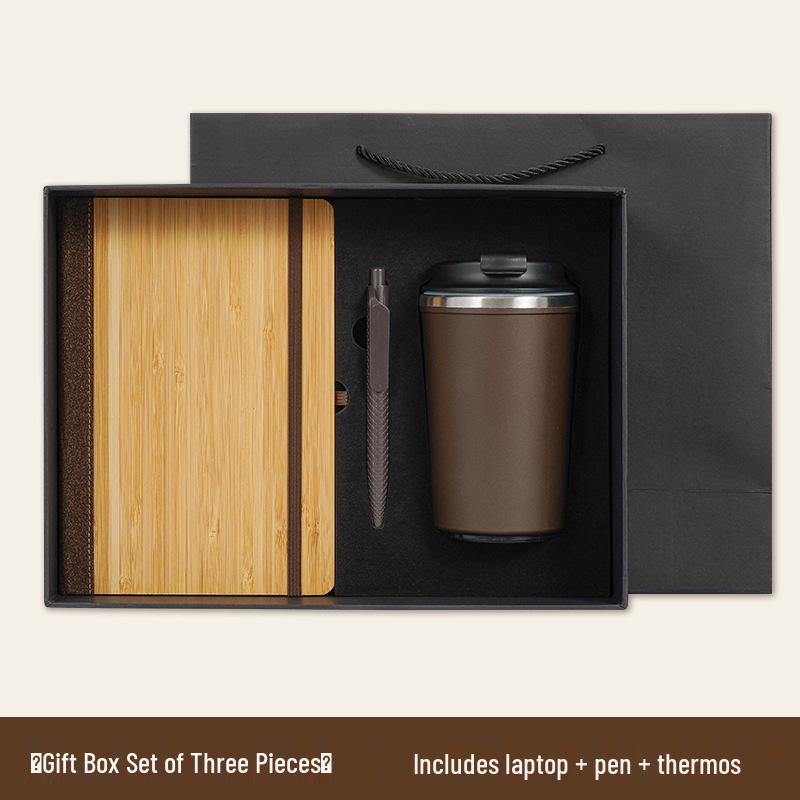 Eco-friendly Bamboo Notebook & Anti-spill Coffee Cup Gift Set
