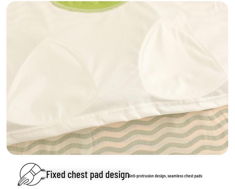 2025 Women's Short-Sleeved Summer Pajamas with Chest Pads - Cute Cartoon Style