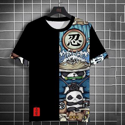 3D Men's Quick Dry Sports Short Sleeve T-Shirt Casual Panda Kung Fu Printing Luxury Summer Short Sleeve New Casual T-Shirt