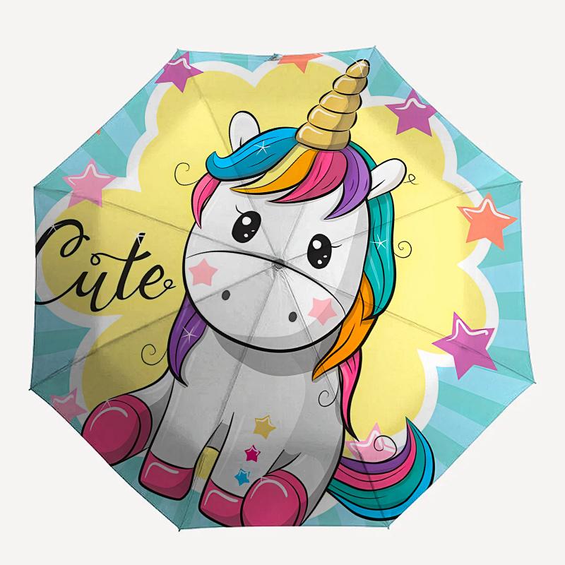 Unicorn, Cute-themed, Eight-ribbed, Self-folding Umbrella Is Suitable for Everyday Outdoor Use and Is An Ideal Gift for Friends and Family,