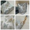 Retro Butterfly Women's Clutch Purse Handbags Embroidery Female Shoulder Bags Bamboo Leaf Pattern Ladies Underarm Bucket Bag