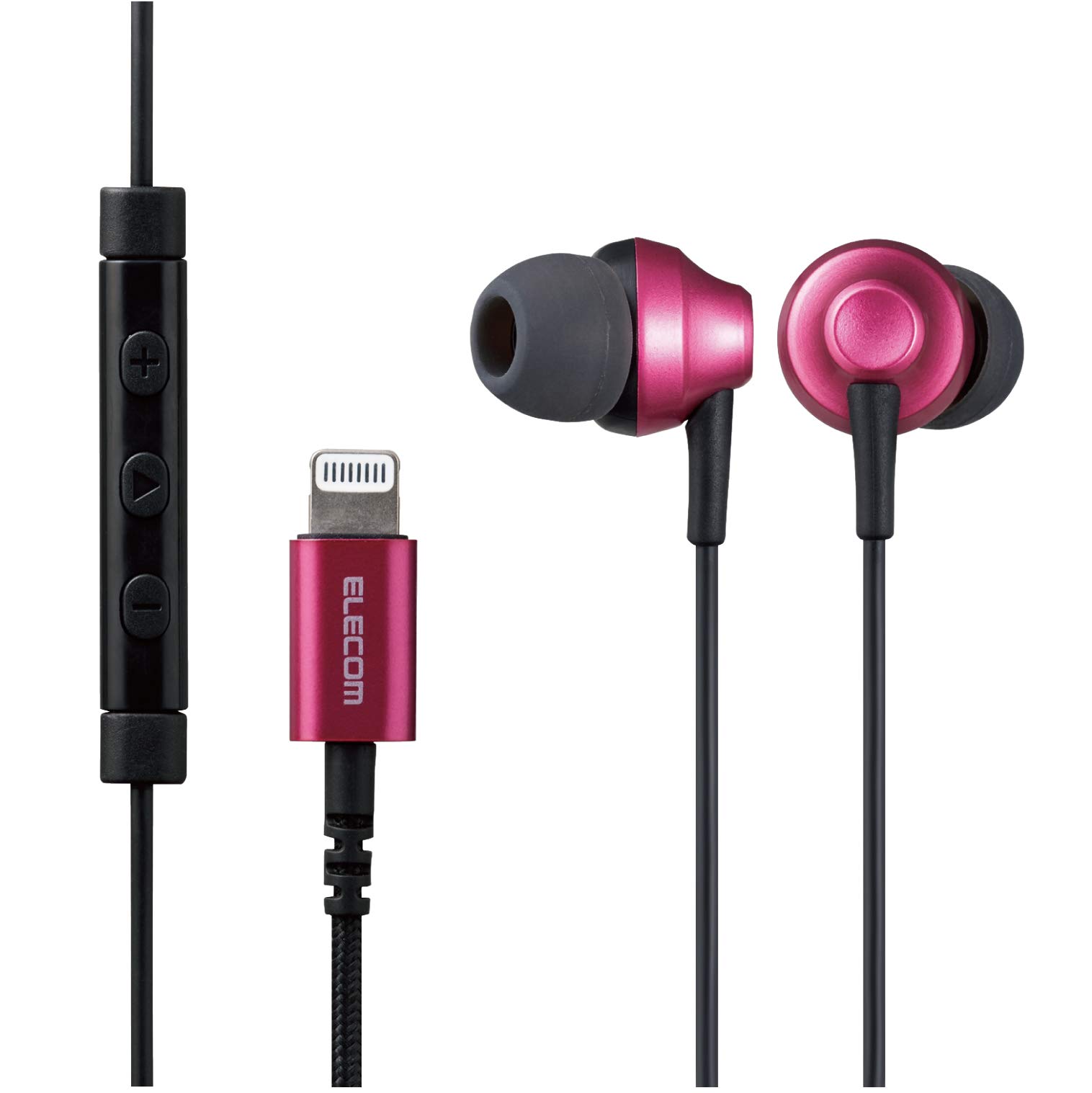 

ELECOM Fast Music LFS12C Stereo Earphones, In-Ear Type, Lightning with Microphone, 10.0mm Diameter, Heavy-Duty Cable, Pink, EHP-LFS12CMPN, 1.2m