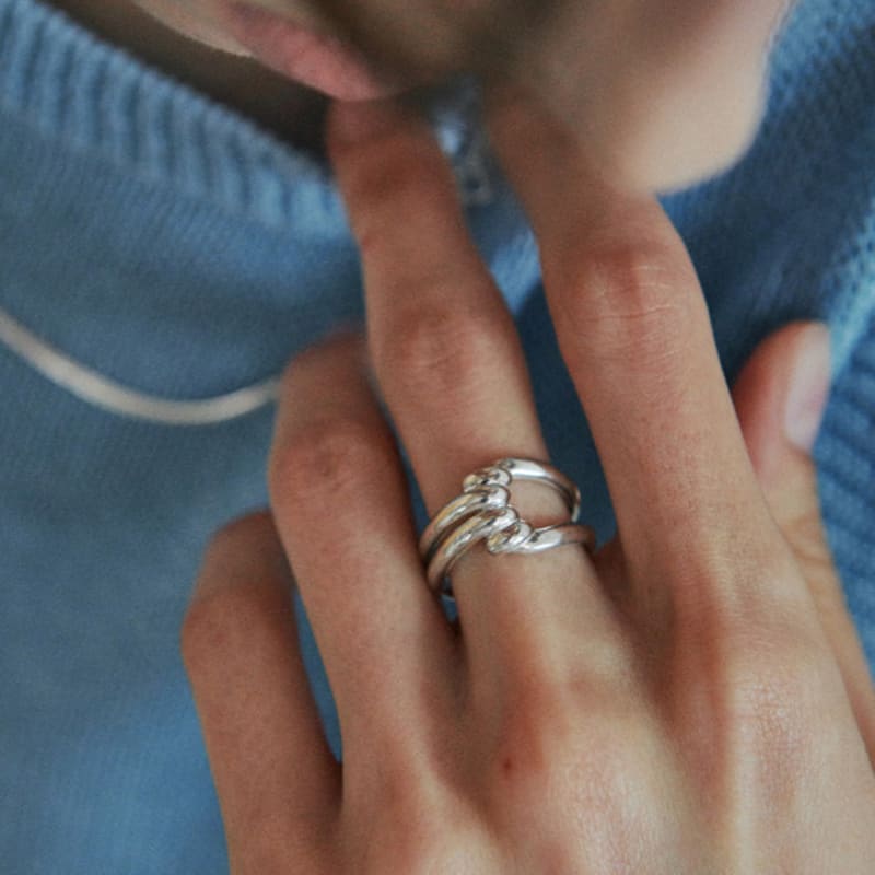 green [925 silver] Five.silver.225 / lace ring