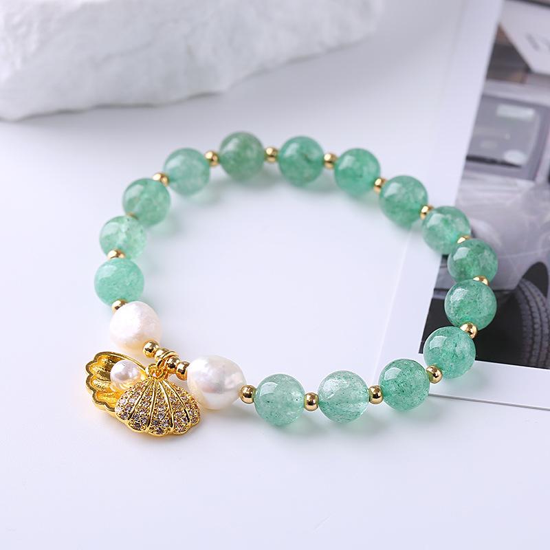 Natural Strawberry Crystal Special-Shaped Pearl Bracelet. Bangles Women Fashion Jewelry Accessories Gift