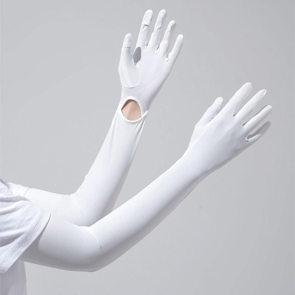 Breathable UV Protection Sun Protection Gloves Long Gloves Touchscreen Ice Silk Sleeve Ice Silk Bicycle Gloves Driving белый