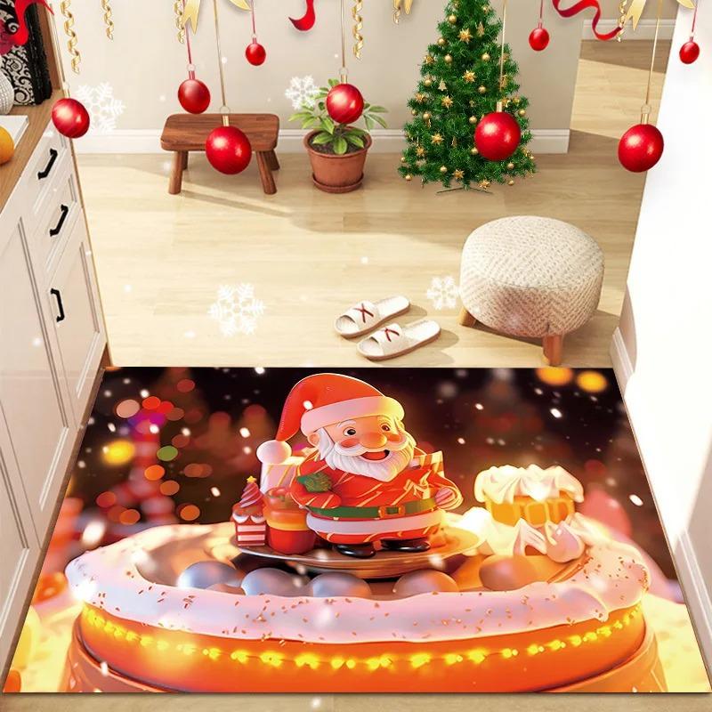 Christmas Theme Pattern Printed Door Mat Entry Door Mat Entrance Hall Rugs for Bedroom Bathroom Carpet Festival Home Decoration