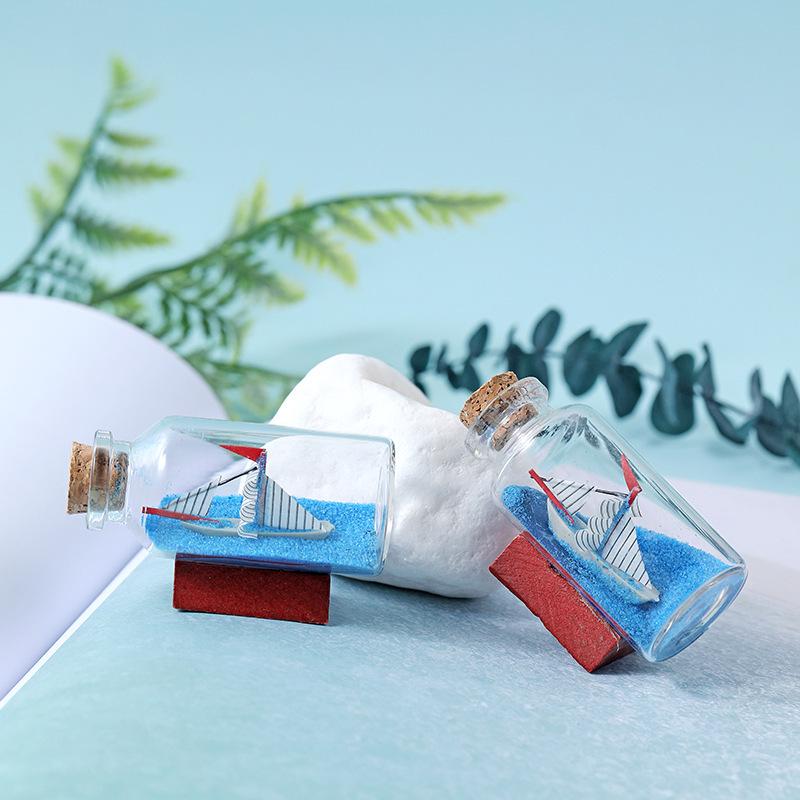 Sailboat Drift Bottle with Sea Sand: Creative Desktop Decoration and Gift