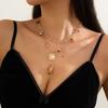 Holiday Wind Irregular Gravel Necklace Female, Stacked Metal Sunflower Pendant Collarbone Necklace