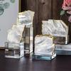 Natural Crystal Stone Ornament with Gold Foil - Bookshelf, TV Cabinet, and Entrance Decor
