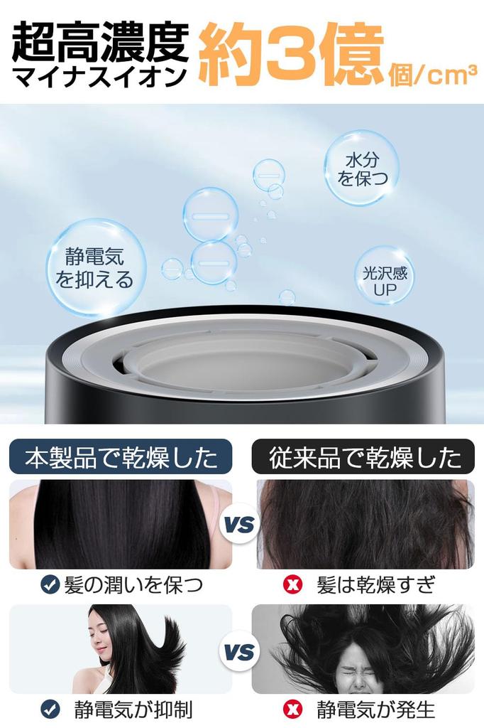 Hair Dryer with 300 Million Negative Ions and Automatic Brushless DC Motor for Beautiful Hair NTC Temperature Control Constant Professionally Designed