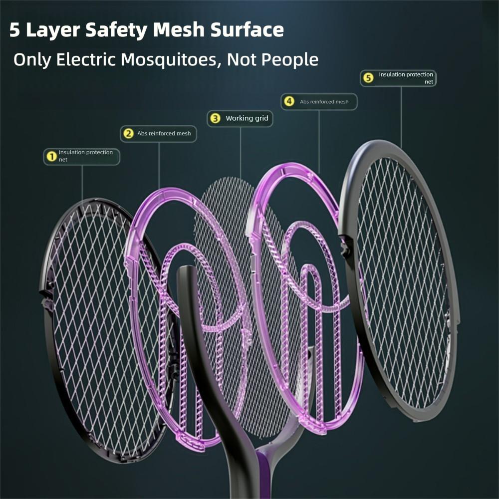 5-in-1 Retractable Extension Pole Electric Mosquito Swat Multi-Functional Rotating Net Swat Rechargeable USB Family Camping Use