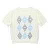 BETU Women's Puff Sleeve Diamond Jacquard Knit Top