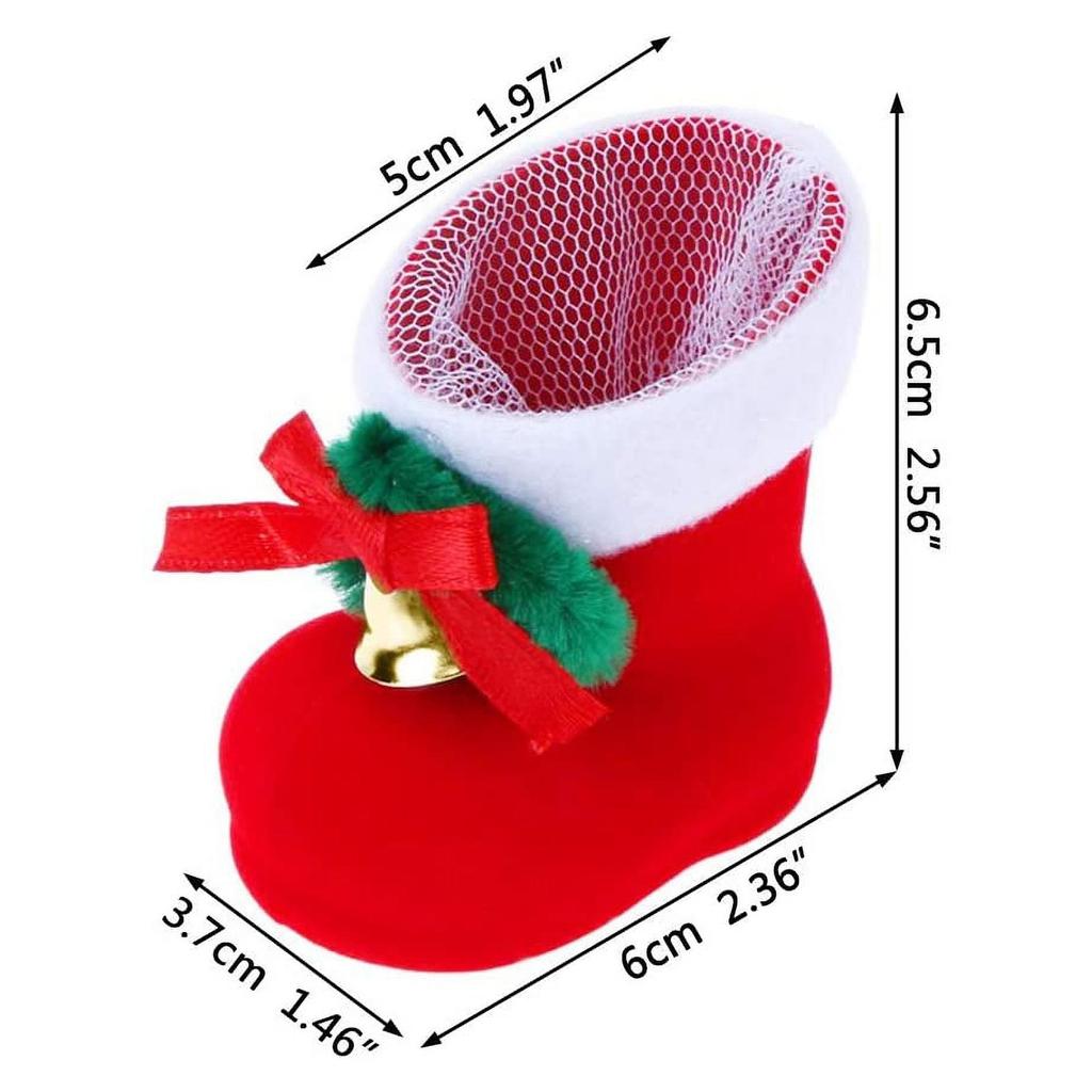 Holiday Gift Bags Christmas Socks Candy Boots With Small Bells Christmas Trees Boots For Fireplace Holiday Decoration Gift 10pcs