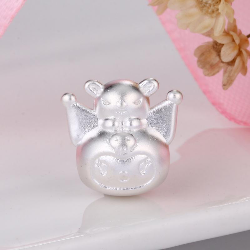 999 Sterling Silver Sanrio Kuromi DIY Beading Bracelet Accessories серебряный
