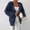 Cross-border Europe, America, Amazon women's clothing is popular, solid color loose large size knitted cardigan, comfortable single-row pearl buckle j